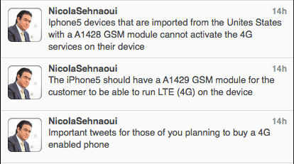 Nicolas Sehnaoui iPhone 5 tweets