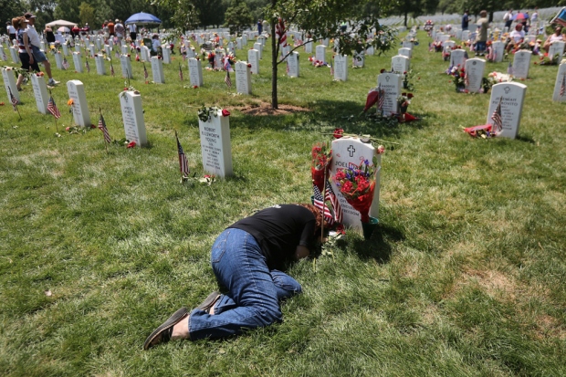 An American woman mourns her son on Memorial Day