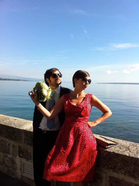 Dyala Mitri and her husband Stephan Davidshofer. They got married in Geneva. 