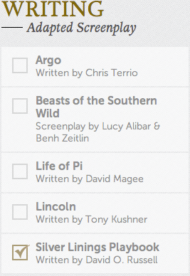 Adapted Screenplay Academy Awards Oscars 2013