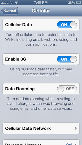 LTE toggle iPhone 5 - 2