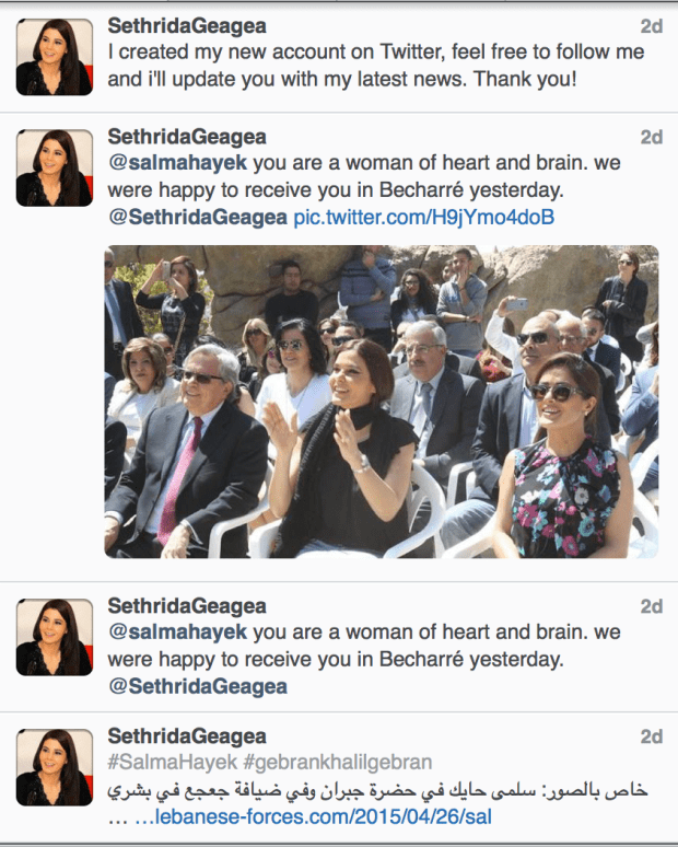 Sethrida Geagea Twitter Salma Hayek